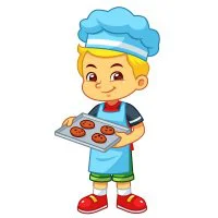 Цветной вариант раскраски мальчик кондитер профессия