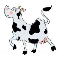 Цветной вариант раскраски коровка бежит