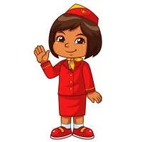 Цветной пример раскраски девочка стюардесса профессия