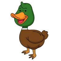 Цветной вариант раскраски утка смеется