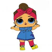 Цветной вариант раскраски лол кукла коротышка (shorty) в платье