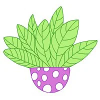 Цветной вариант раскраски цветы в горшке