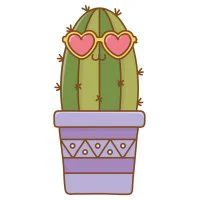 Цветной вариант раскраски кактус цветок в горшке