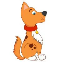 Цветной вариант раскраски послушная собака