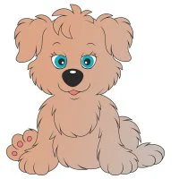 Цветной вариант раскраски собака