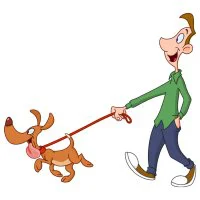 Цветной вариант раскраски хозяин и собака