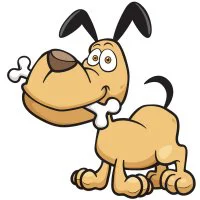 Цветной вариант раскраски собачка и косточка