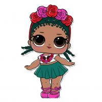 Цветной вариант раскраски лол кокос (coconut q.t.) с цветами на голове