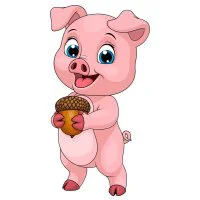 Цветной вариант раскраски милый поросенок