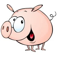 Цветной пример раскраски смешной поросенок