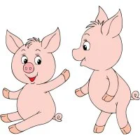 Цветной вариант раскраски два поросенка