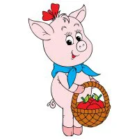 Цветной пример раскраски девочка свинка