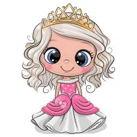 Цветной вариант раскраски милая принцесса в короне