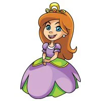 Цветной вариант раскраски мультяшная принцесса