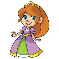 Цветной вариант раскраски девочка принцесса