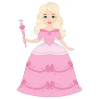 Цветной пример раскраски принцесса в красивом платье