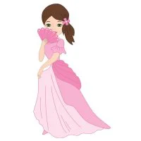 Цветной вариант раскраски принцесса с веерром