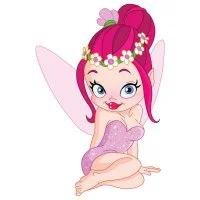 Цветной вариант раскраски добрая фея с цветами на голове