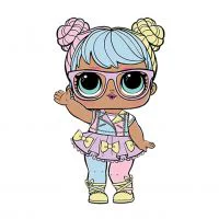 Цветной вариант раскраски кукла лол в очках добрый бон (bon bon)