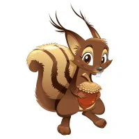 Цветной пример раскраски милая белочка