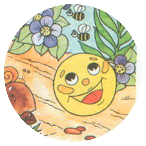 Цветной пример раскраски колобок в лесу