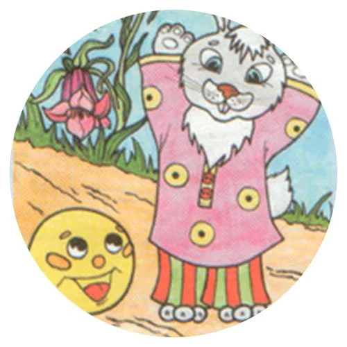 Цветной пример раскраски колобок встретил зайца