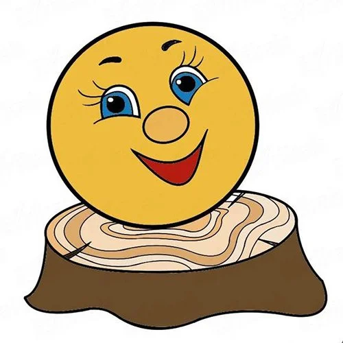 Цветной пример раскраски колобок румяный