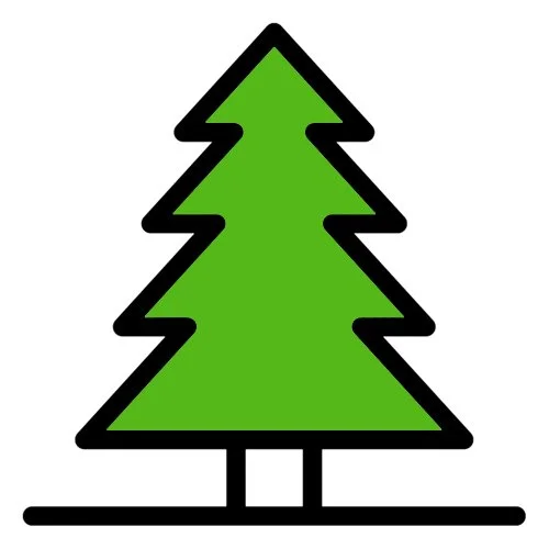 Цветной вариант раскраски простая елка