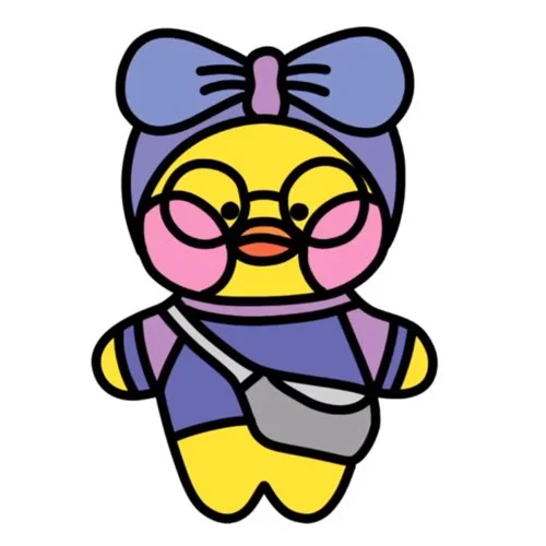 Цветной вариант раскраски уточка лалафанфан в очках