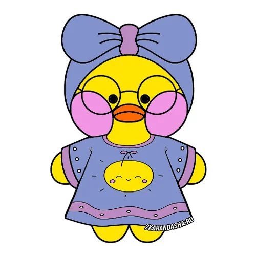 Цветной вариант раскраски уточка лалафанфан в пижаме