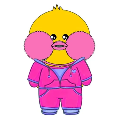 Цветной вариант раскраски уточка лалафанфан в спортивном костюме