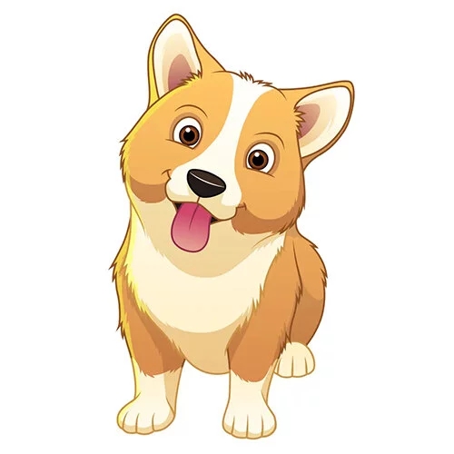 Цветной вариант раскраски самый милый корги