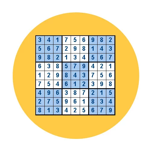 Цветной вариант раскраски 3х3 судоку