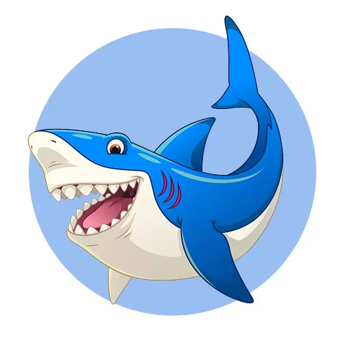 Цветной пример раскраски акула без воды