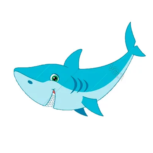 Цветной пример раскраски акула молодая