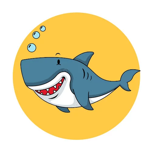 Цветной вариант раскраски акула под водой