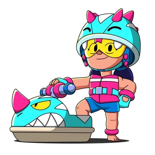 Цветной вариант раскраски аквабайкер джеки