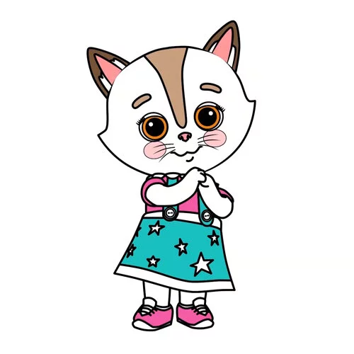 Цветной вариант раскраски алиса белая кошечка