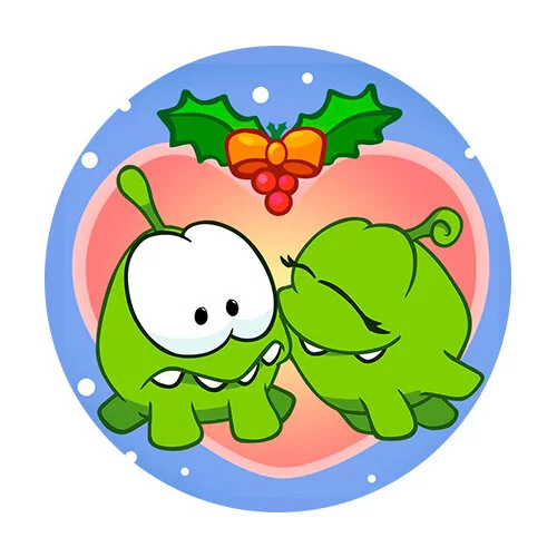 Цветной вариант раскраски ам-няма и ам-няша