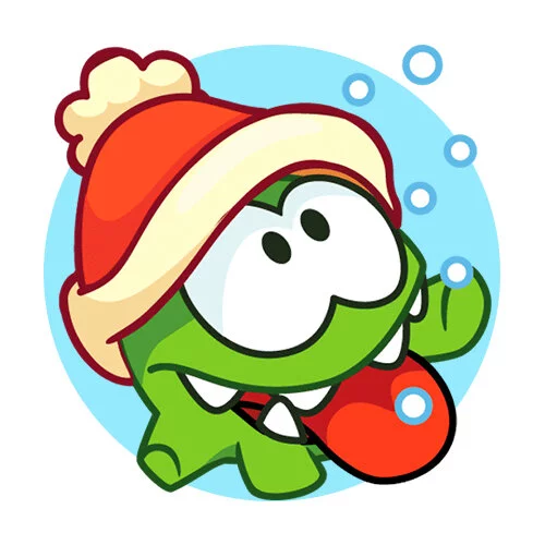 Цветной вариант раскраски ам-няма ловит снег