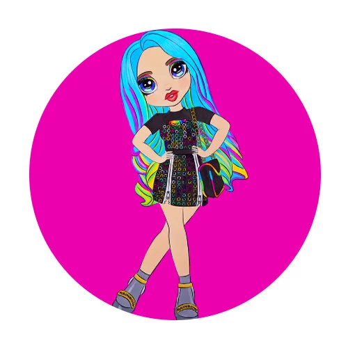 Цветной вариант раскраски амайя рейн рейнбоу хай (rainbow high)