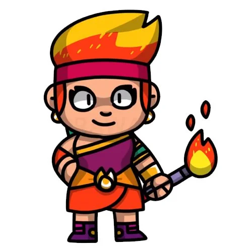 Цветной вариант раскраски амбер с факелом