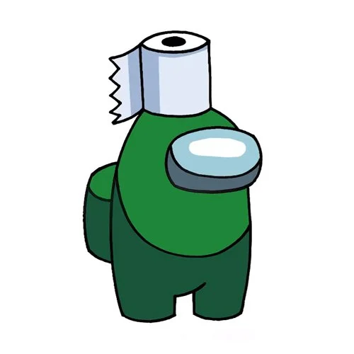 Цветной вариант раскраски амонг ас игрок с туалетной бумагой