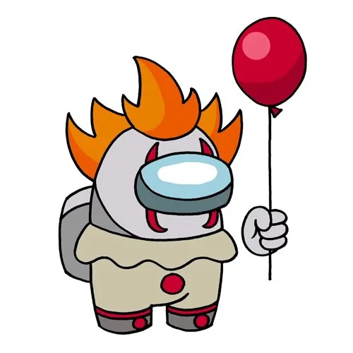 Цветной вариант раскраски амонг ас клоун оно