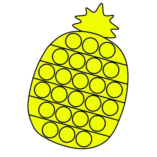 Цветной вариант раскраски ананас поп-ит