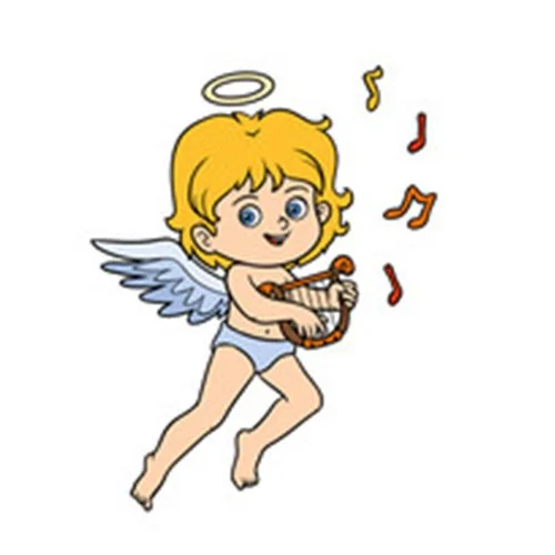 Цветной вариант раскраски ангел музыкант