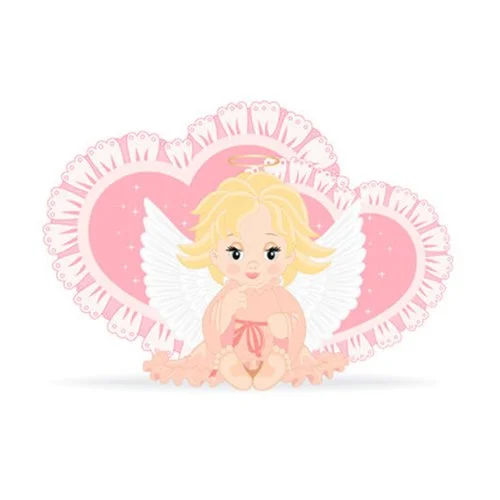 Цветной вариант раскраски ангел в сердечках