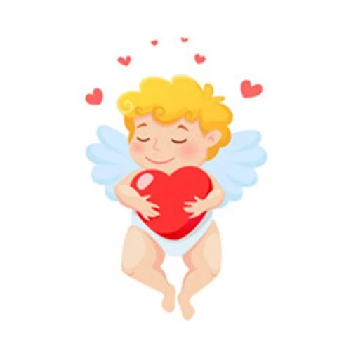 Цветной пример раскраски ангел влюбленный