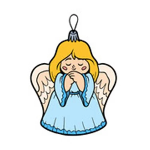 Цветной вариант раскраски ангелок игрушка