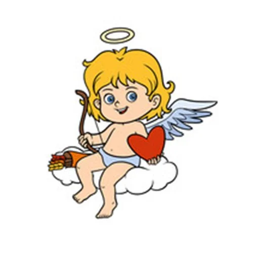 Цветной пример раскраски ангелок на облаке